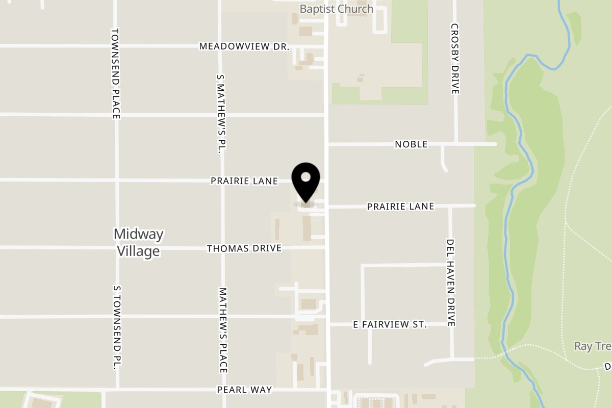 Map showing the location of J.T.'s Barbeque and Catering on 505 S Sunnylane Rd in Del City